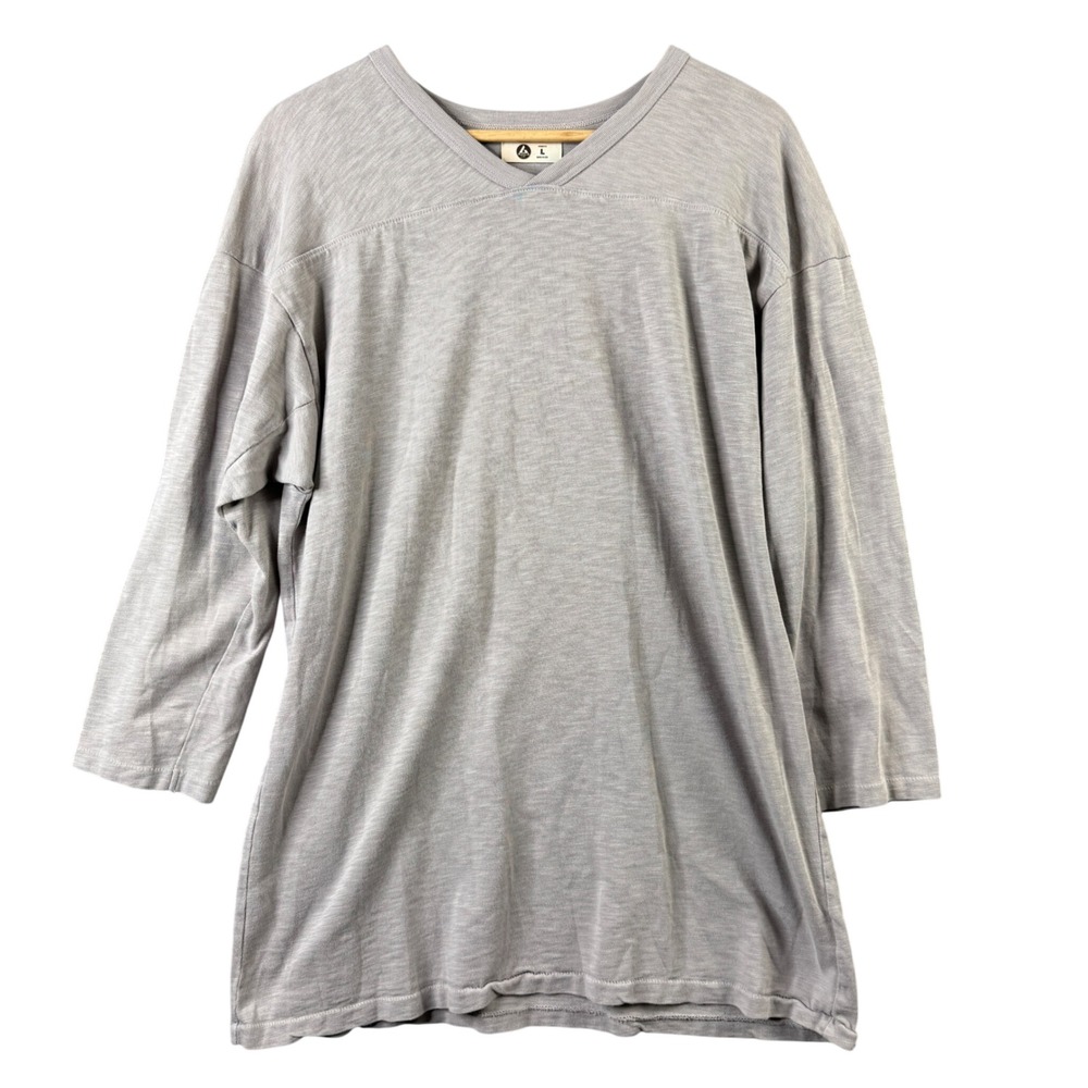 American Giant Womens Gray Supima Cotton 3/4 Sleeve Slub Knit T-Shirt Large USA